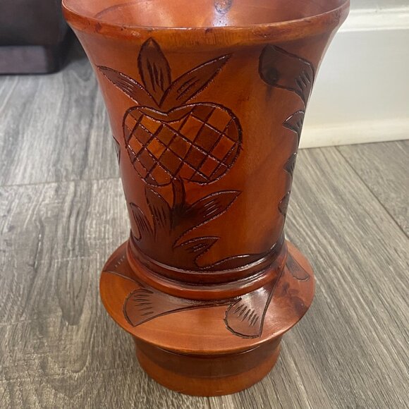 Polynesian Wooden Vase - Picture 3 of 11